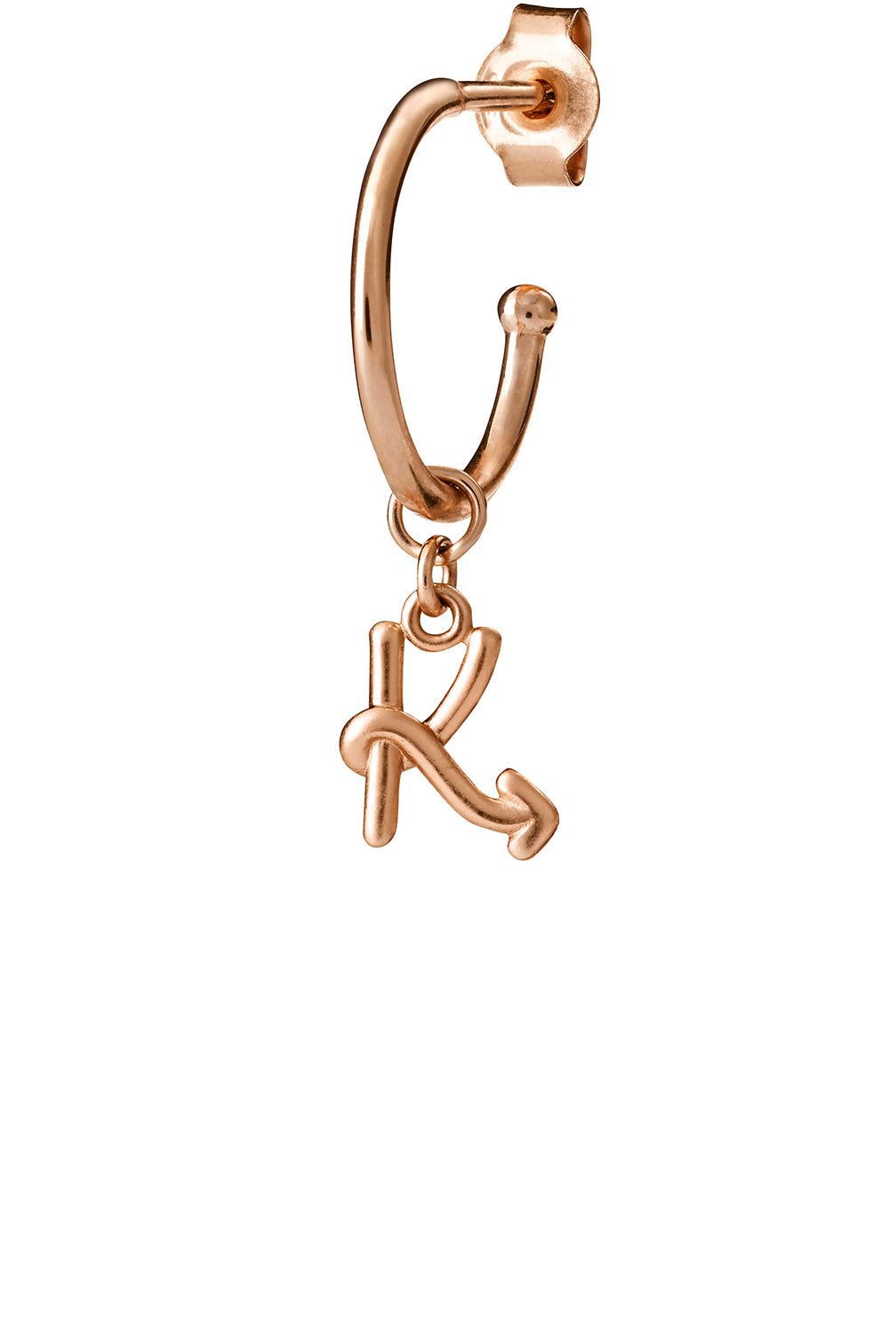 Single Initial Hoop Rose Gold