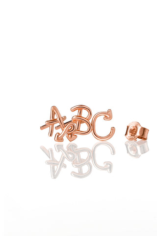 Single Initial Stud Rose Gold