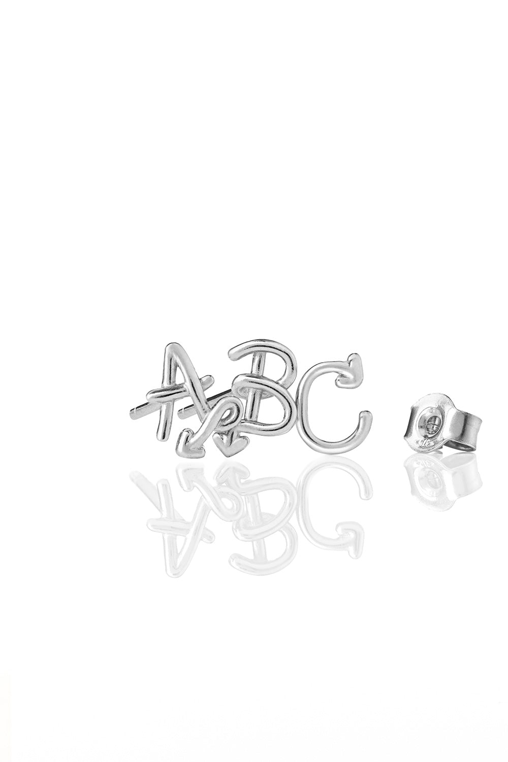 Single Initial Stud Silver