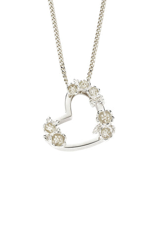 Small Botanical Heart Necklace Silver