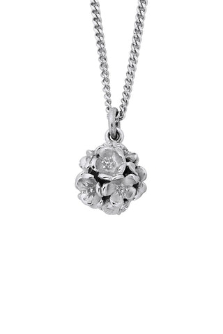 Small Flower Ball Pendant Silver