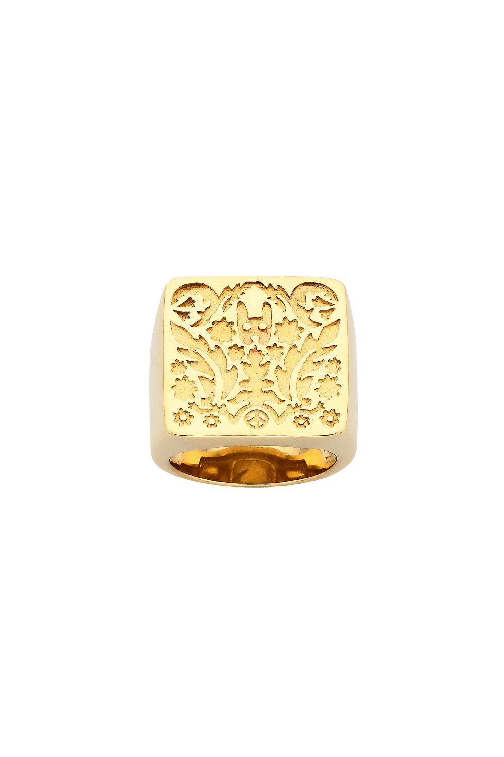 Square Filigree Ring Gold