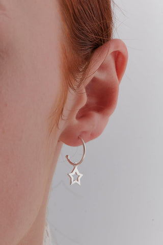 Star Hoop Earrings Silver