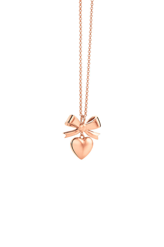 Super Love Bow Necklace Rose Gold