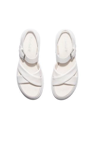 London Vibe Cross Strap Sandal White Full Grain