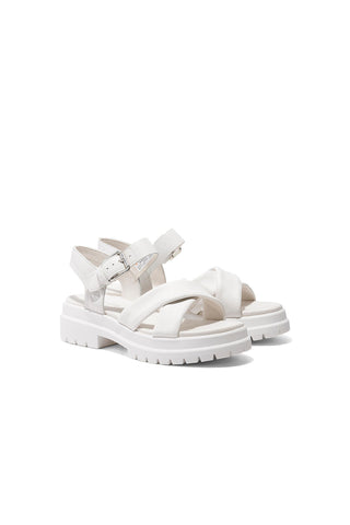 London Vibe Cross Strap Sandal White Full Grain