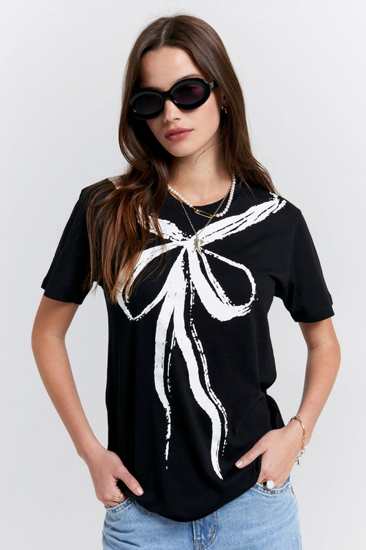 Trompe-L'oeil Bow Organic Cotton T-Shirt