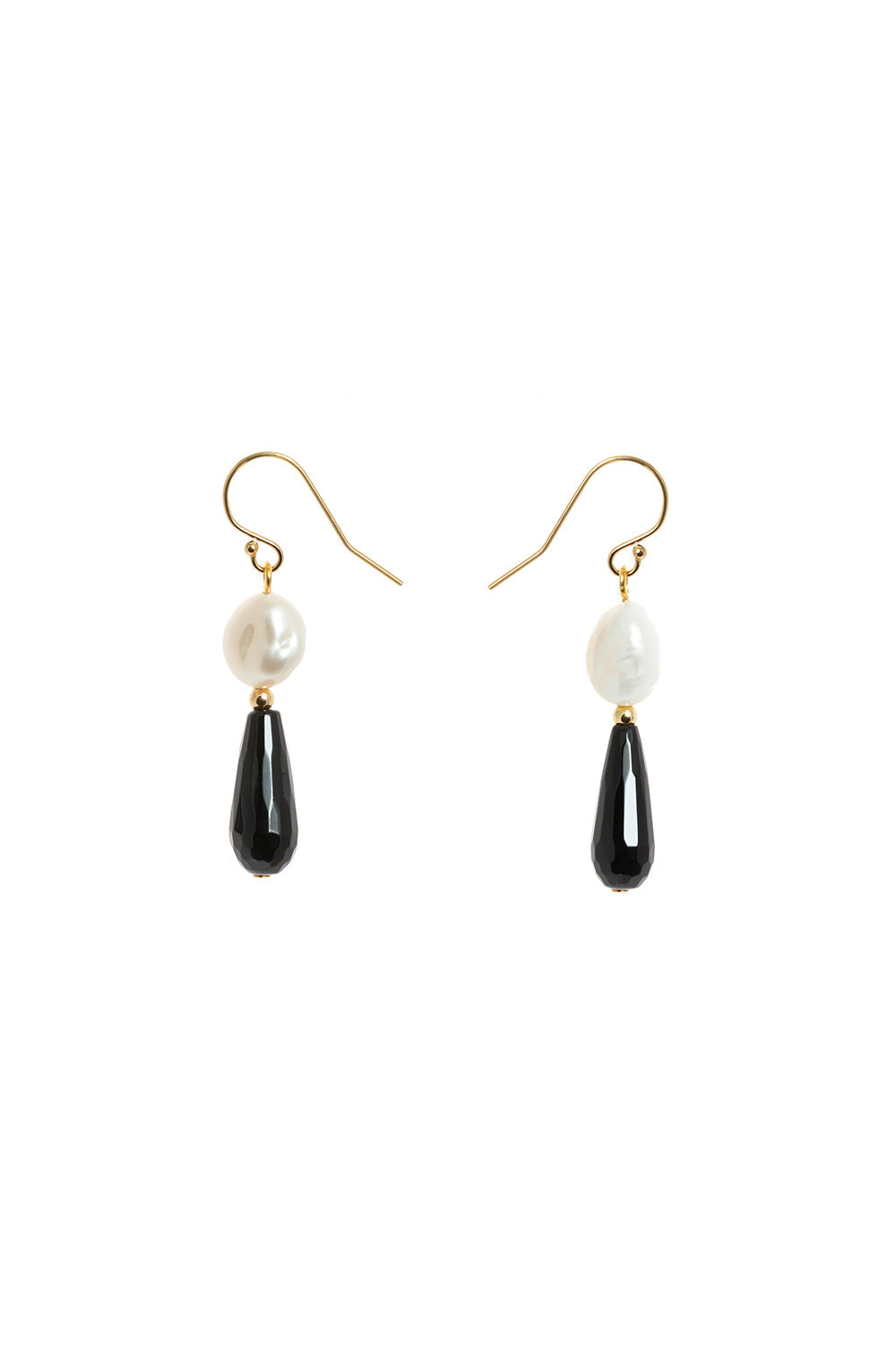 Everyday Hook Pearl and Black Agate Earrings