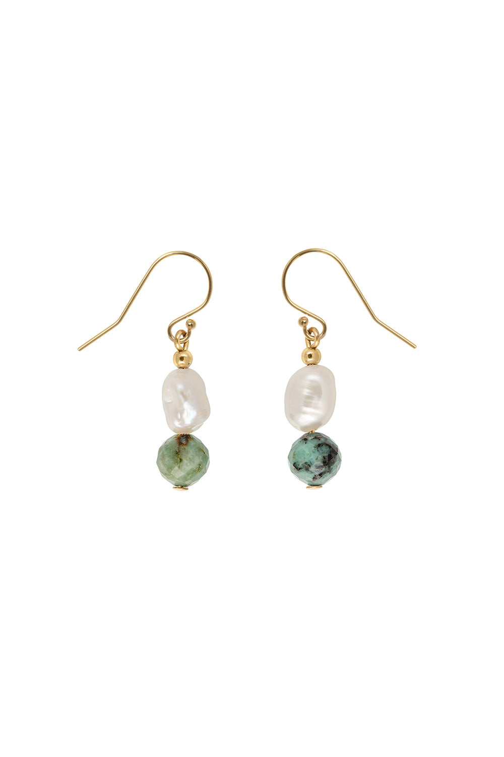 Everyday Hook Pearl and Turquoise Earrings