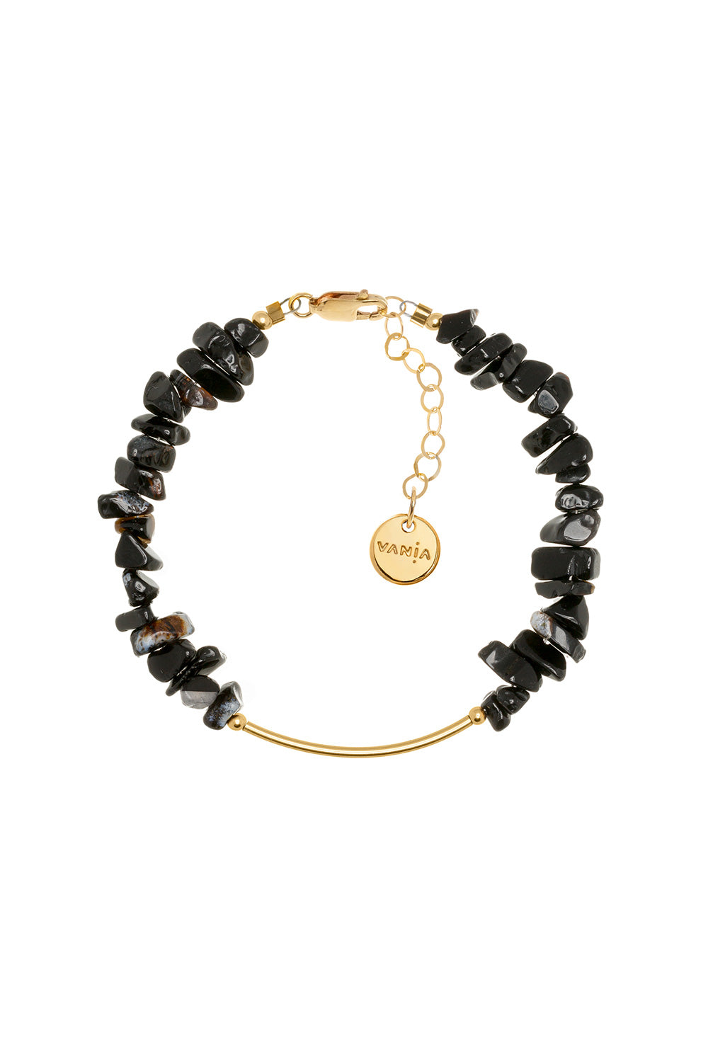 Vania Gemstone Chip Bracelet with Gold-Filled Bar