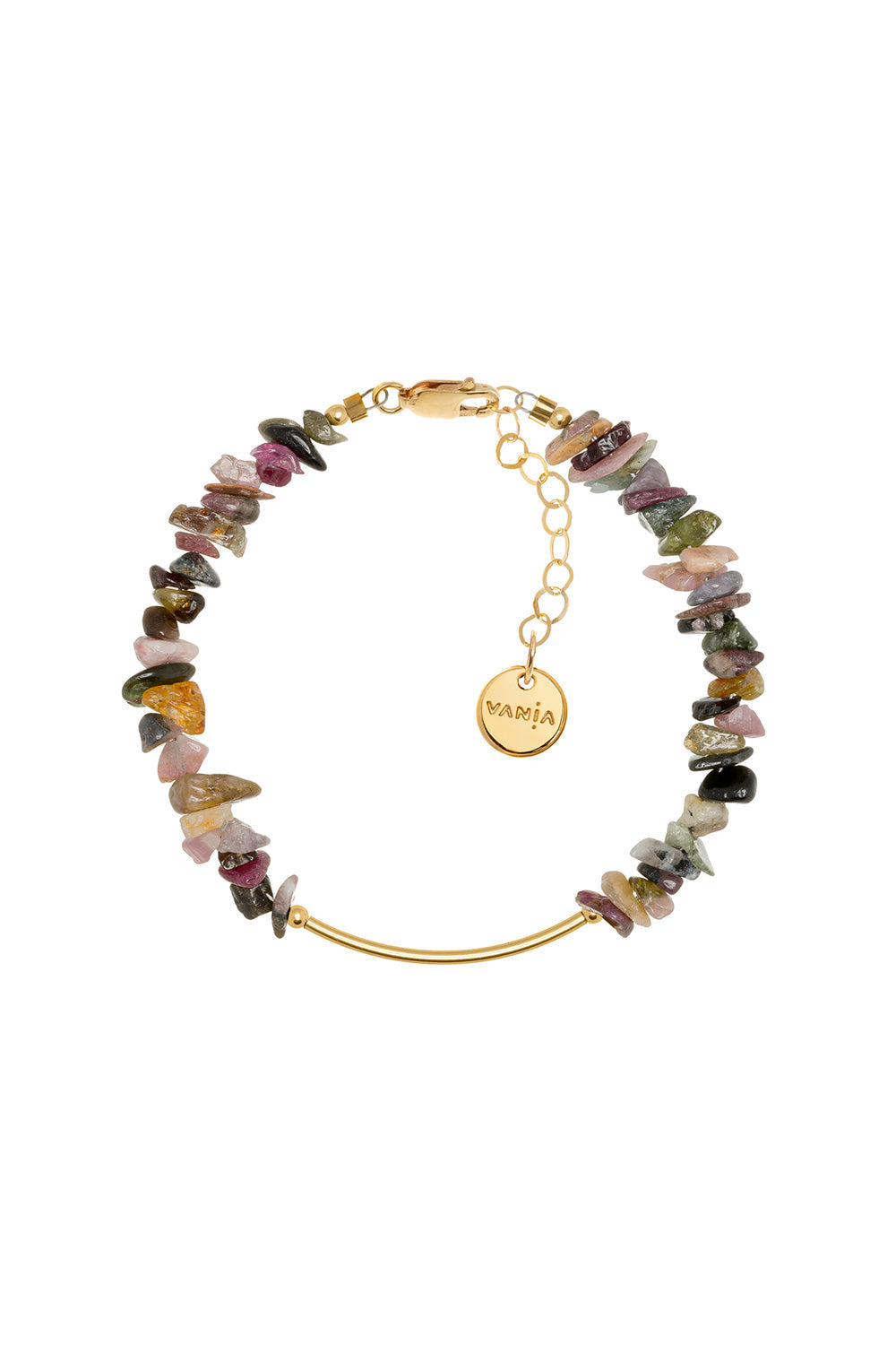 Vania Gemstone Chip Bracelet with Gold-Filled Bar