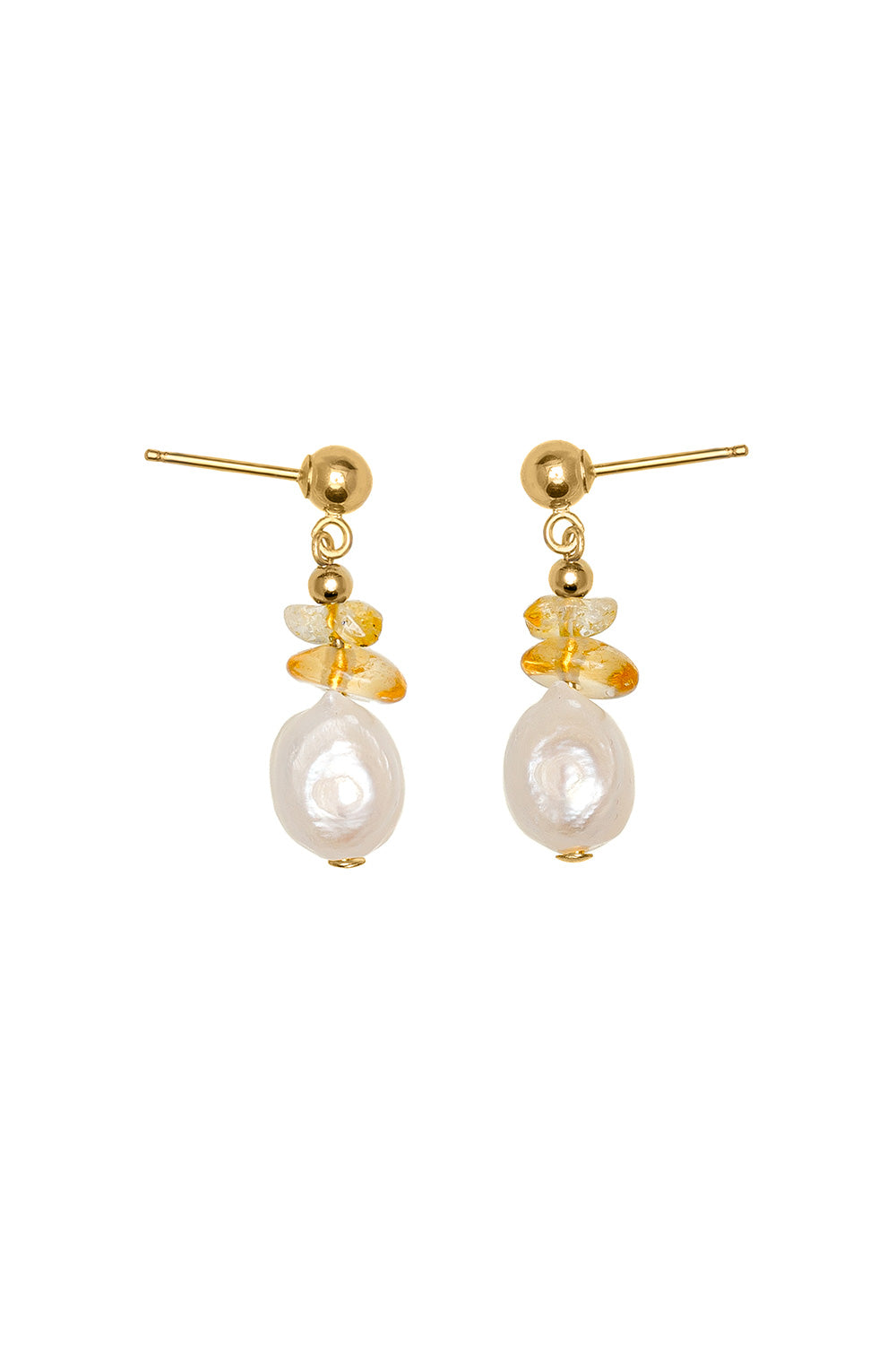 Vania Gemstone Chip Earring with Gold-Filled Bar Stud