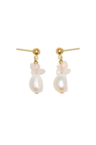 Vania Gemstone Chip Earring with Gold-Filled Bar Stud