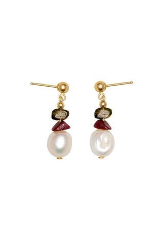 Vania Gemstone Chip Earring with Gold-Filled Bar Stud