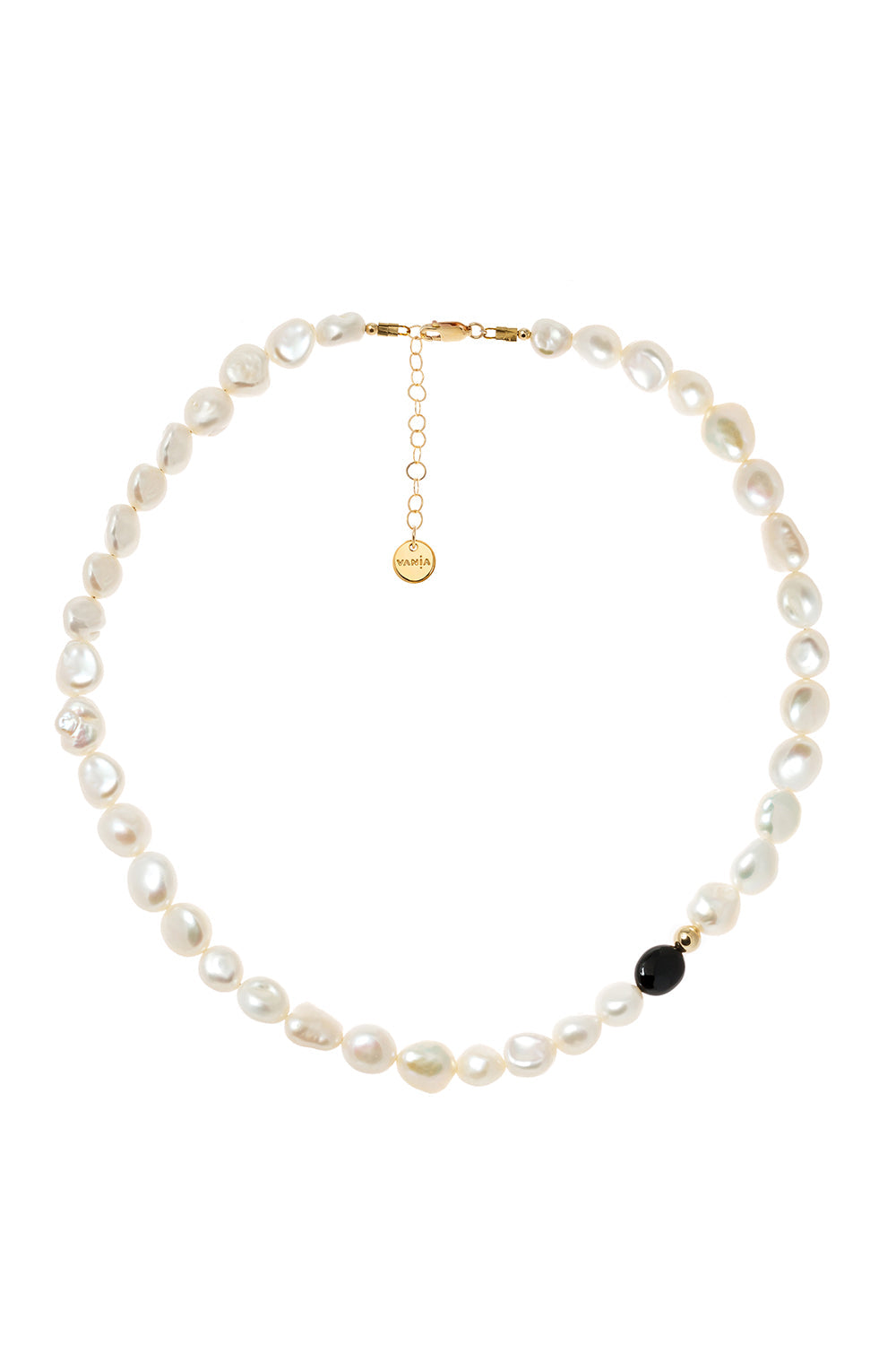 Large Pearl with Black Agate Necklace