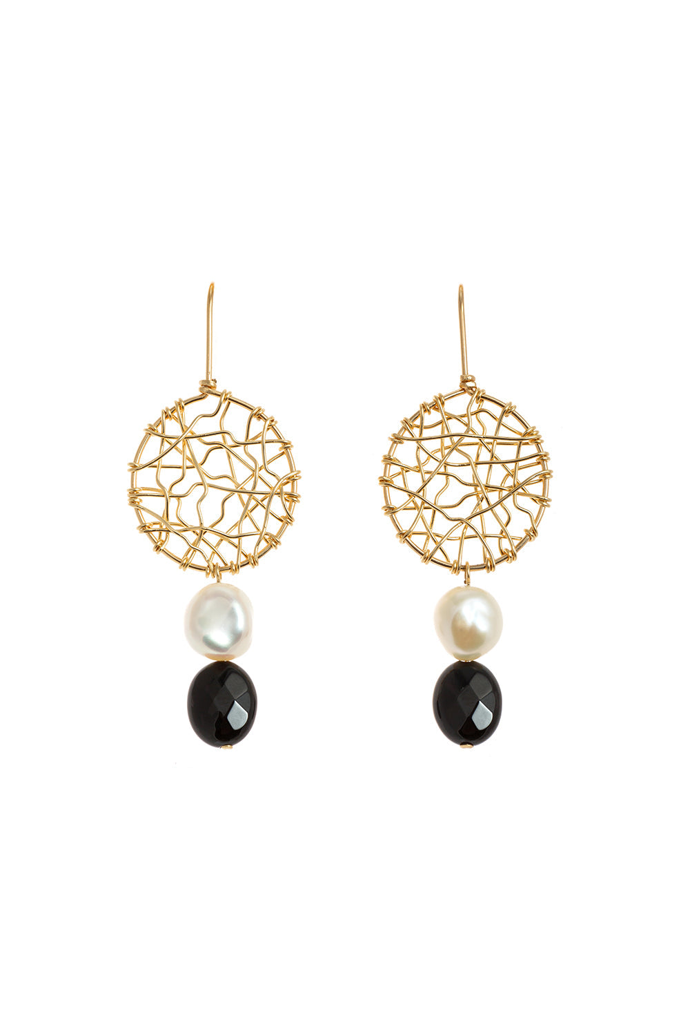 Midi Daydreamer Pearl and Black Agate Earrings