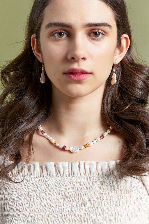 Pearl with Czech Glass Necklace