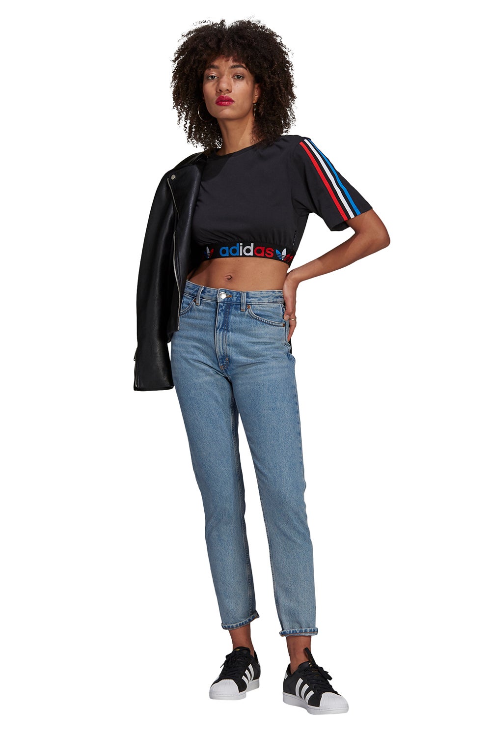 adicolor primeblue tricolor cropped tee