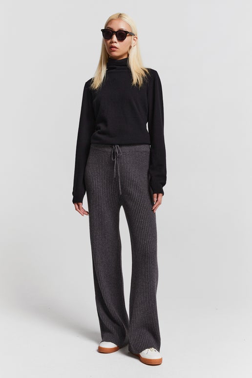 Standards & Practices Francine Charcoal Gray Hollywood Waist Cropped  Button-Up Carrot Trouser Pants