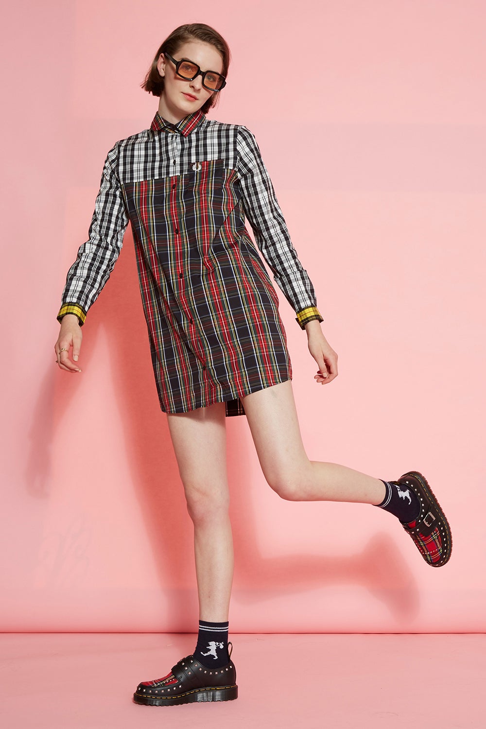 fred perry check shirt dress