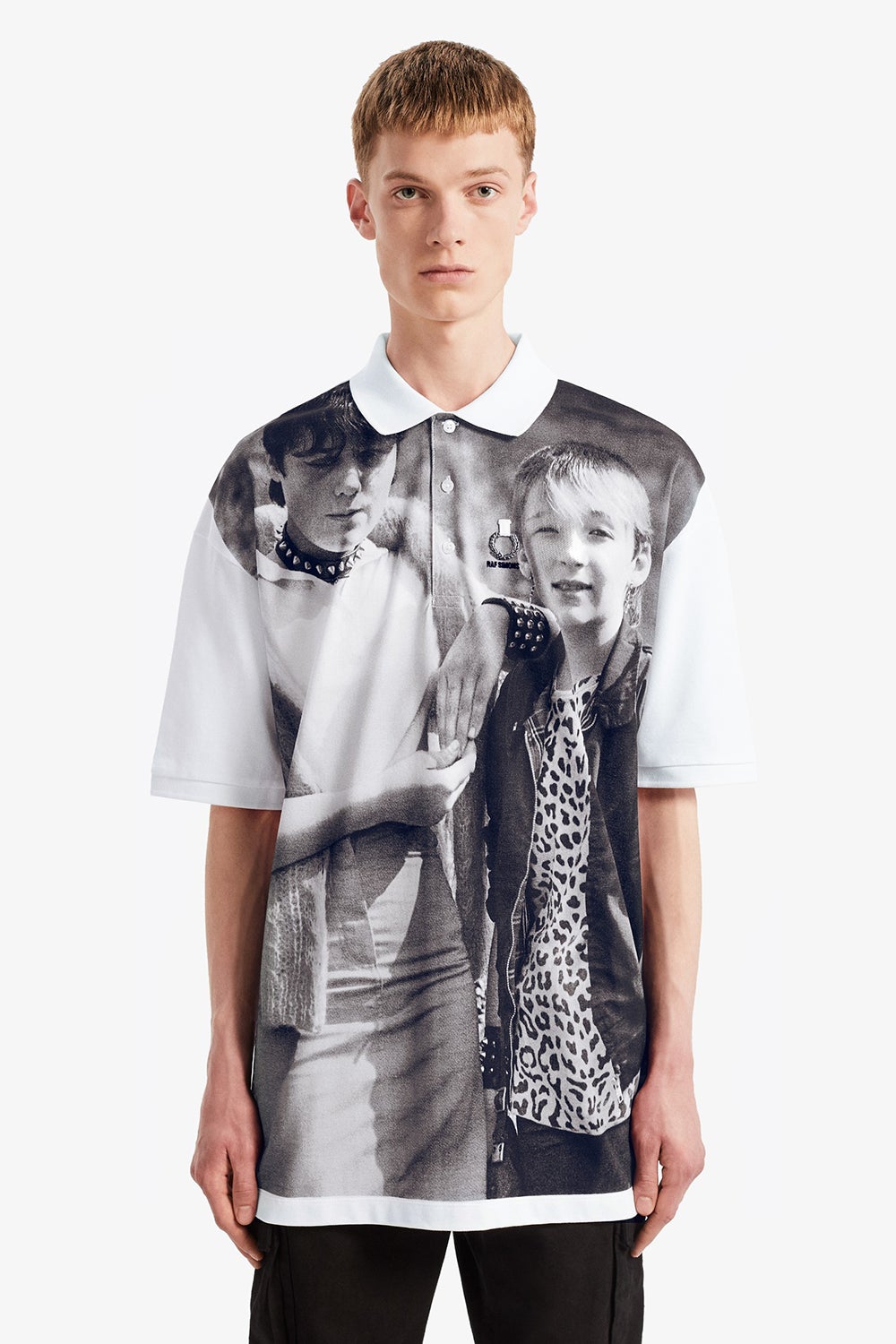 Fred Perry X Raf Simons Oversized Digital Print Piqué Shirt Karen