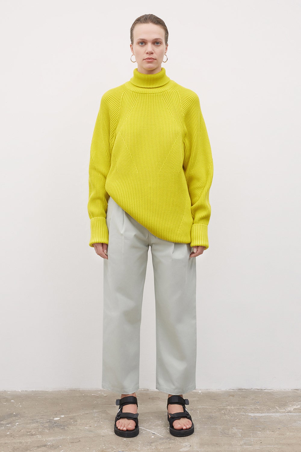 roll neck yellow jumper