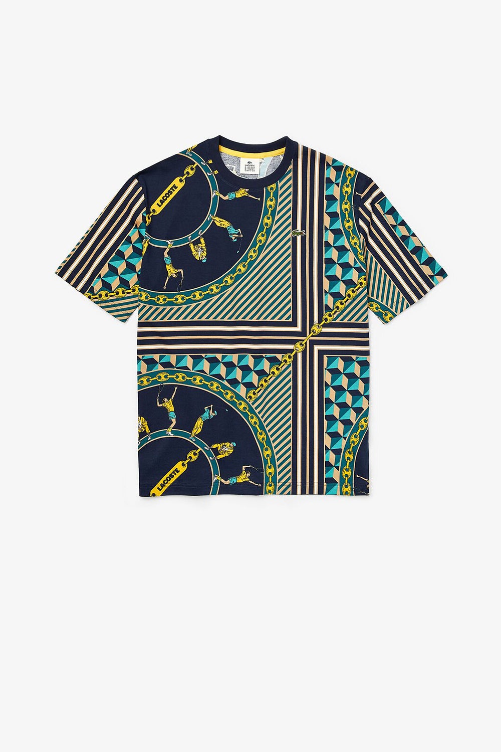 lacoste scarf print shirt