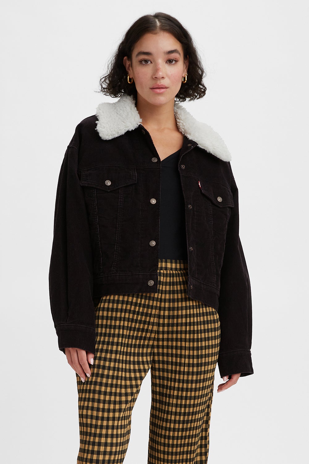 Levi s Sherpa Baby Baggy Trucker Black Agate Karen Walker