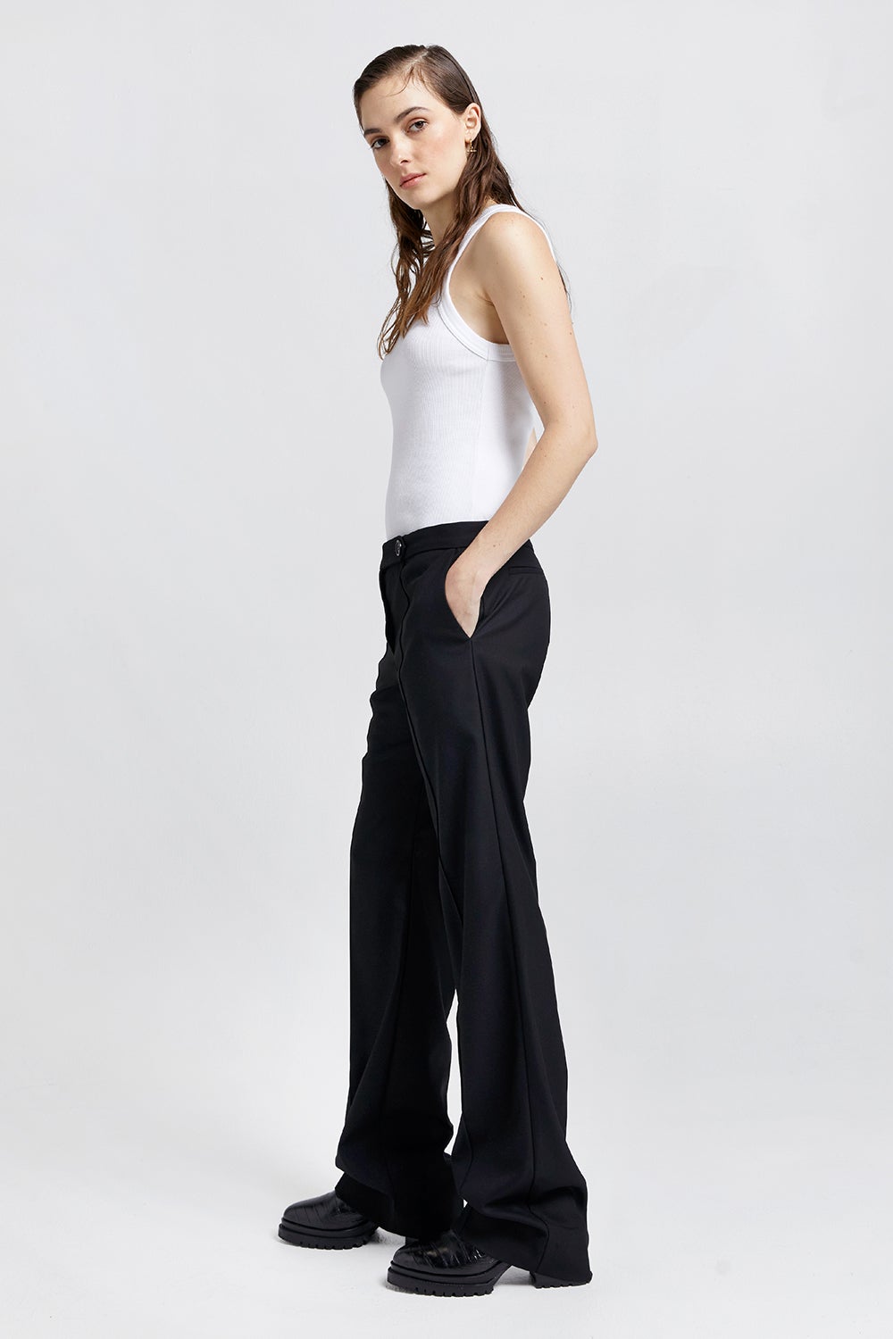 Black Tailoring Pinstripe Low Rise Trouser | Abba – motelrocks.com