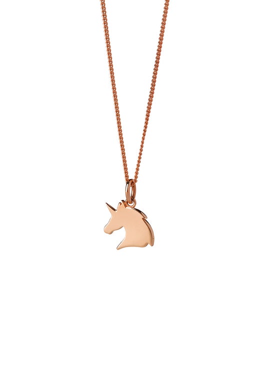 Unicorn Necklace in 10K Two-Tone Rose Gold