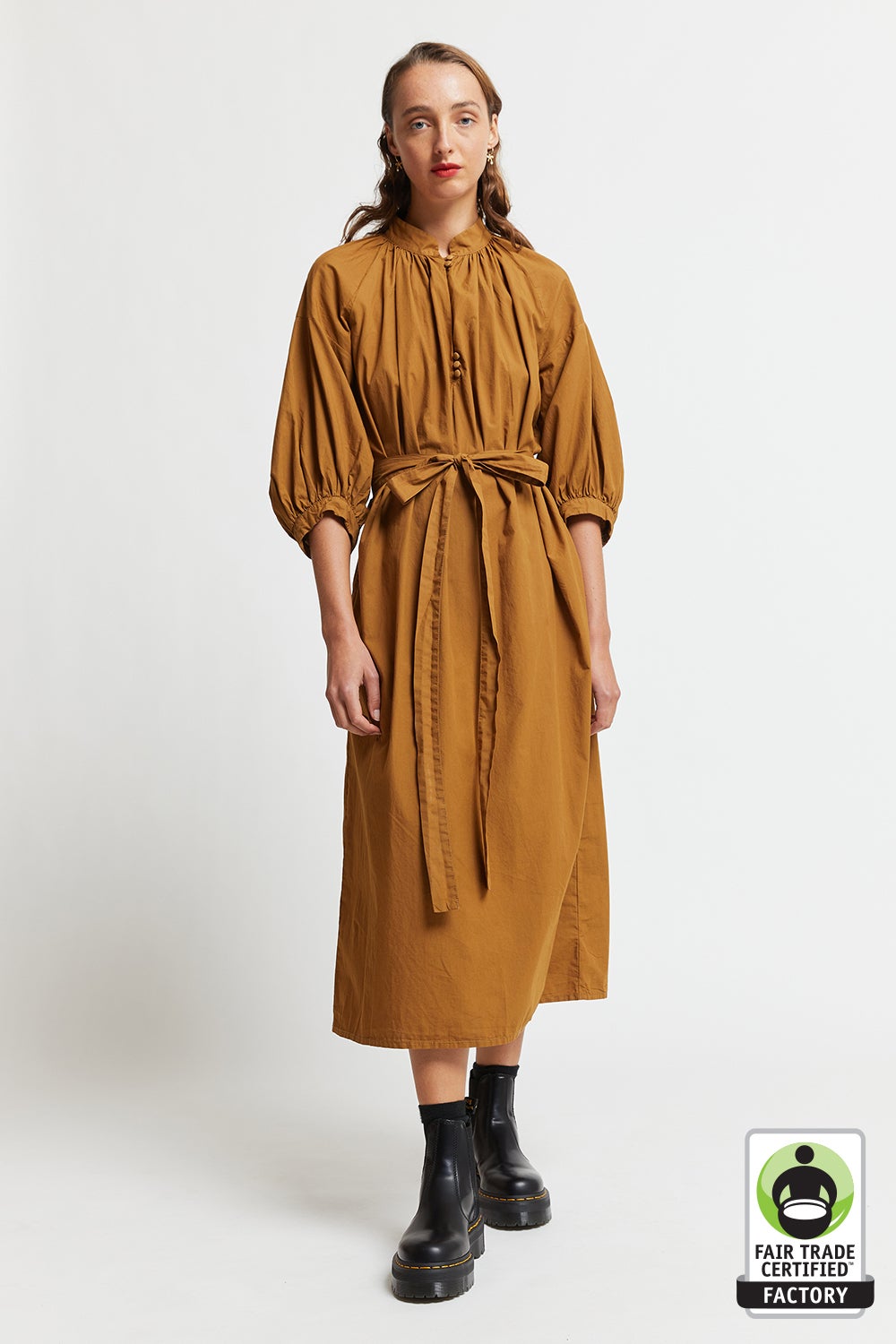 tan cotton dress