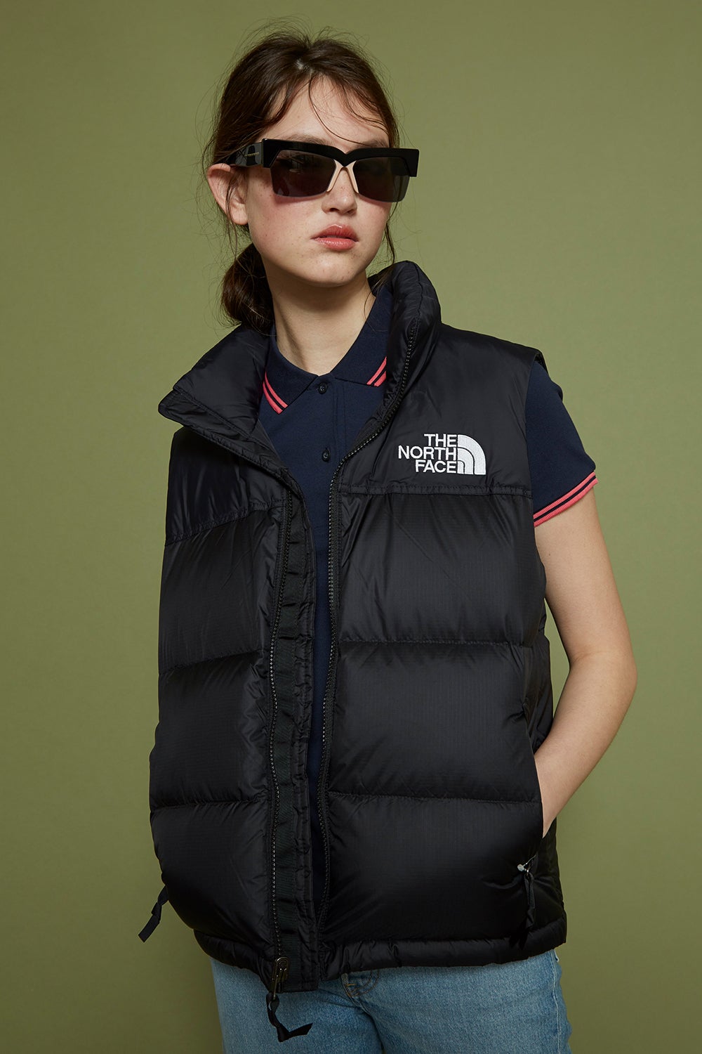 north face black down vest